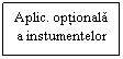 Text Box: Aplic. optionala 
a instumentelor
